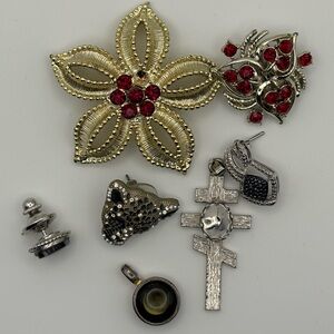 Elegant Gold and Silver Jewelry Set with Red Accents